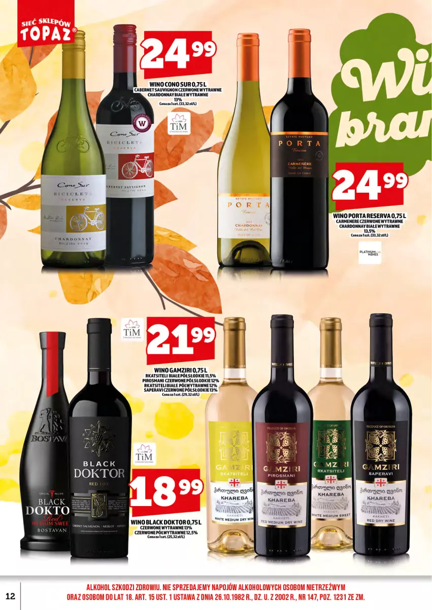 Gazetka promocyjna Topaz - Gazetka - ważna 17.10 do 31.10.2025 - strona 14 - produkty: Cabernet Sauvignon, Chardonnay, Lack, Por, Ser, Wino