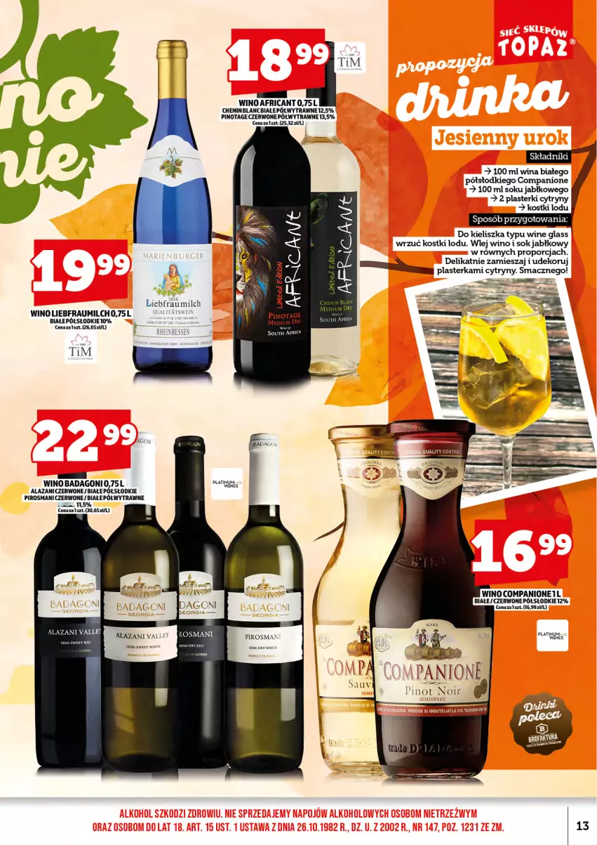 Gazetka promocyjna Topaz - Gazetka - ważna 17.10 do 31.10.2025 - strona 15 - produkty: AniOne, Cytryny, Gin, Plasterki, Por, Sok, Sok jabłkowy, Wino