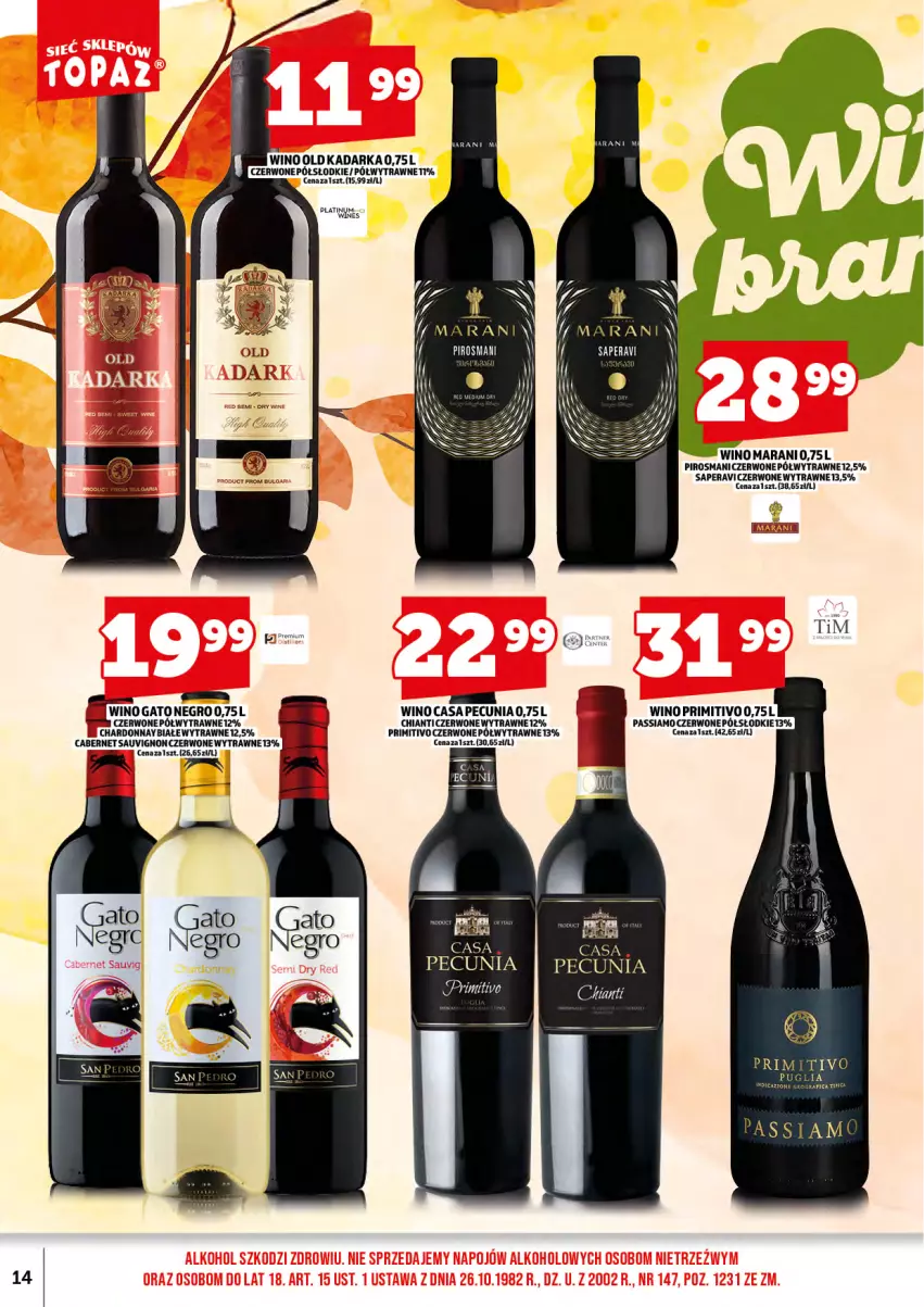 Gazetka promocyjna Topaz - Gazetka - ważna 17.10 do 31.10.2025 - strona 16 - produkty: Cabernet Sauvignon, Chardonnay, Chia, Chianti, Sok, Wino