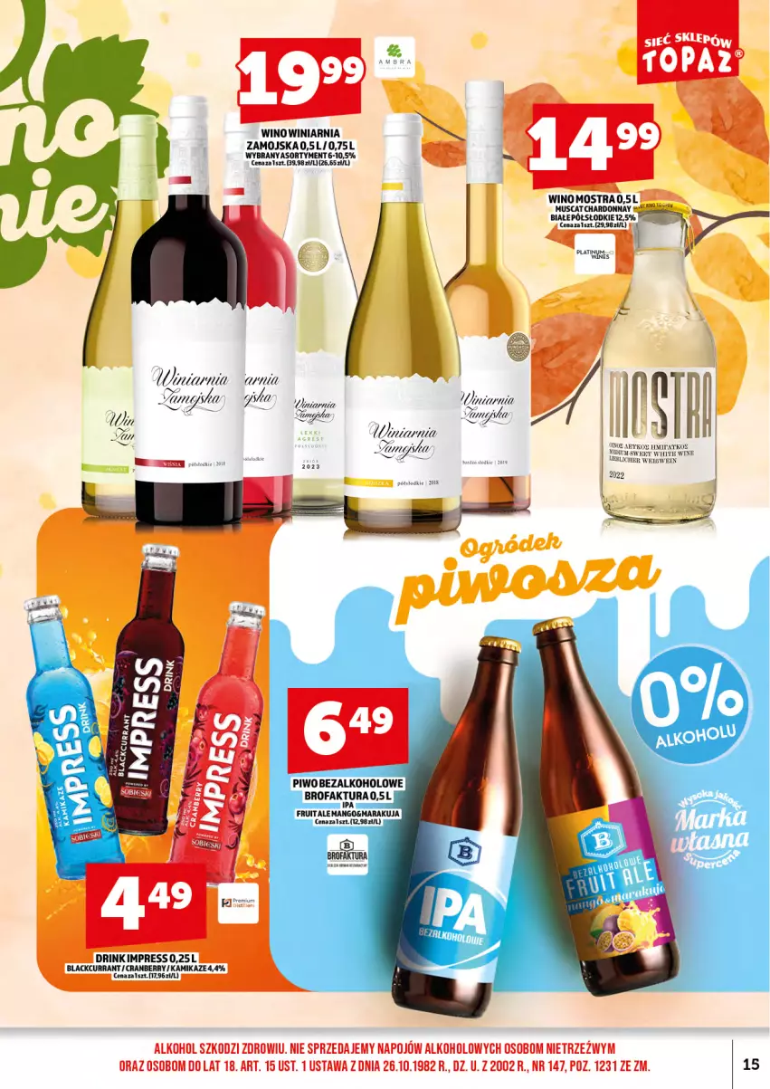 Gazetka promocyjna Topaz - Gazetka - ważna 17.10 do 31.10.2025 - strona 17 - produkty: Chardonnay, Fa, Lack, Mango, Mus, Piwo, Wino