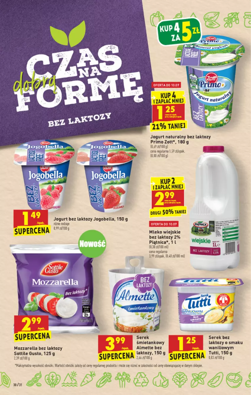 Gazetka promocyjna Biedronka - W tym tygodniu - ważna 08.07 do 14.07.2021 - strona 30 - produkty: Almette, Bell, Bella, Jogobella, Jogurt, Jogurt naturalny, Mleko, Mozzarella, Piątnica, Ser, Serek, Zott