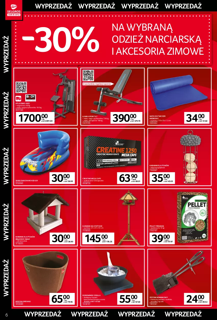 Gazetka promocyjna Selgros - Katalog Wyprzedaż - ważna 05.01 do 18.01.2023 - strona 6 - produkty: Kominek, Kosz, Pellet, Por, Sanki, Sport, Szczotka, Szufelka, Waga