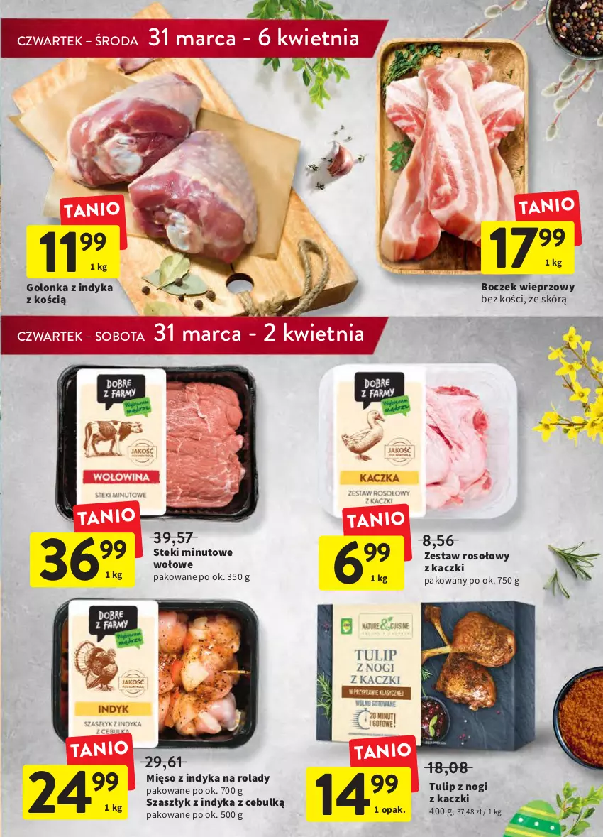 Gazetka promocyjna Intermarche - Świąteczne sprzątanie - ważna 31.03 do 06.04.2022 - strona 15 - produkty: Boczek, Boczek wieprzowy, Golonka z indyka, Mięso, Mięso z indyka, Stek, Zestaw rosołowy z kaczki