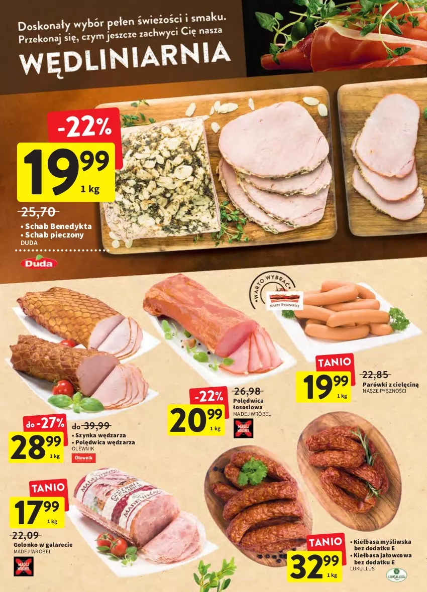 Gazetka promocyjna Intermarche - Świąteczne sprzątanie - ważna 31.03 do 06.04.2022 - strona 16 - produkty: Duda, Gala, Kiełbasa, Madej Wróbel, Olewnik, Parówki, Piec, Polędwica, Schab Benedykta, Schab pieczony, Sos, Szynka