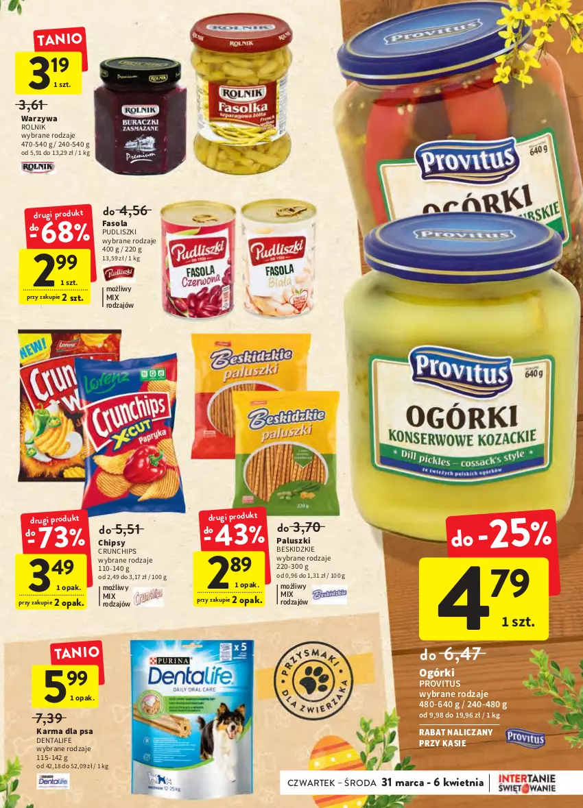 Gazetka promocyjna Intermarche - Świąteczne sprzątanie - ważna 31.03 do 06.04.2022 - strona 33 - produkty: Beskidzki, Chipsy, Crunchips, Fa, Fasola, Pudliszki, Rolnik, Warzywa