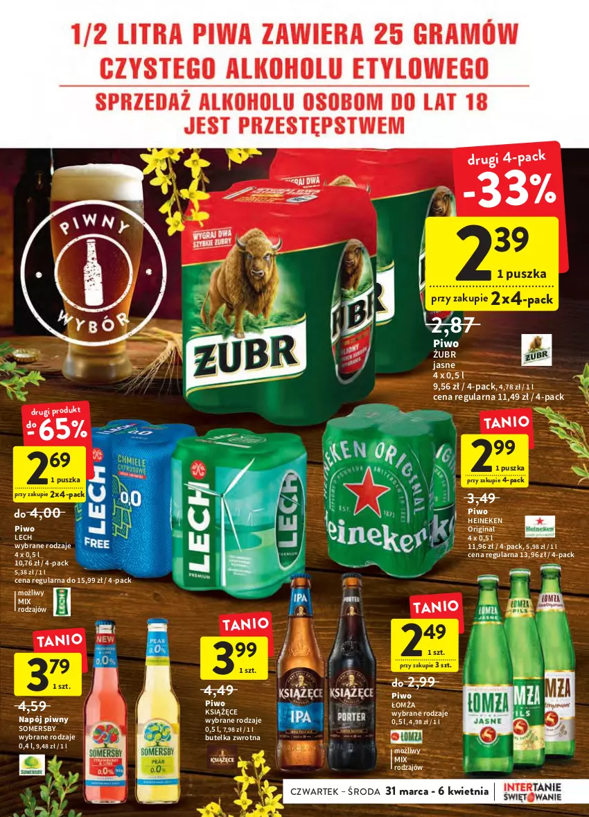 Gazetka promocyjna Intermarche - Świąteczne sprzątanie - ważna 31.03 do 06.04.2022 - strona 35 - produkty: Gin, Heineken, Książęce, Napój, Piwo, Somersby