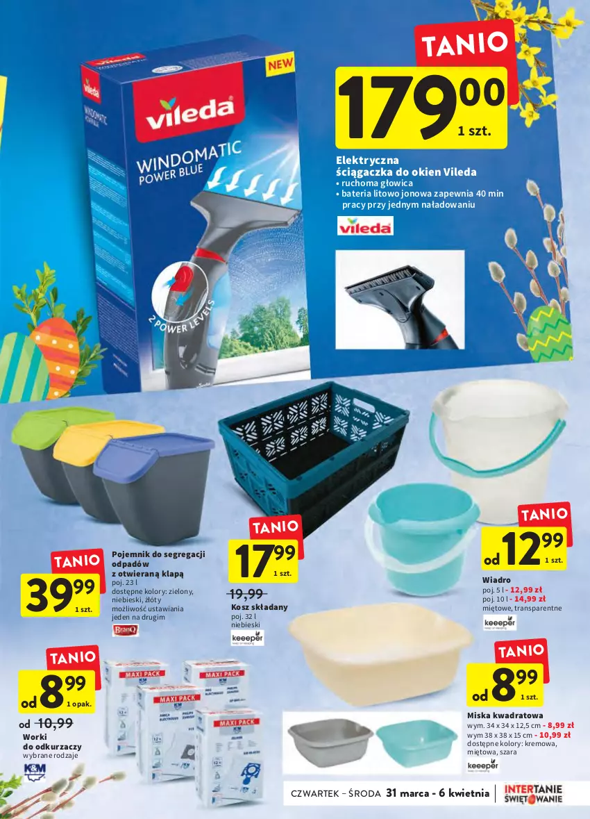 Gazetka promocyjna Intermarche - Świąteczne sprzątanie - ważna 31.03 do 06.04.2022 - strona 41 - produkty: Bateria, Kosz, Miska, Odkurzacz, Pojemnik, Tran, Vileda, Wiadro