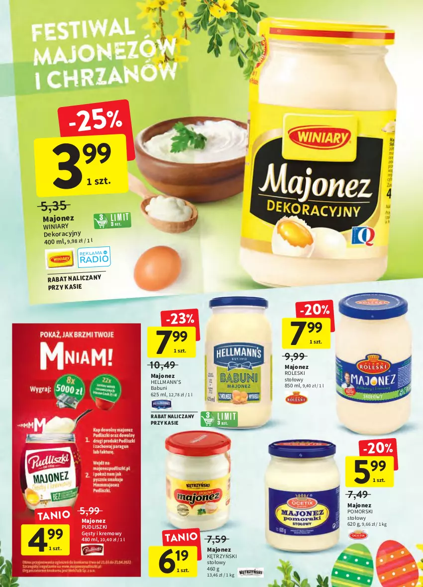 Gazetka promocyjna Intermarche - Świąteczne sprzątanie - ważna 31.03 do 06.04.2022 - strona 6 - produkty: Babuni, Hellmann’s, Majonez, Pudliszki, Winiary