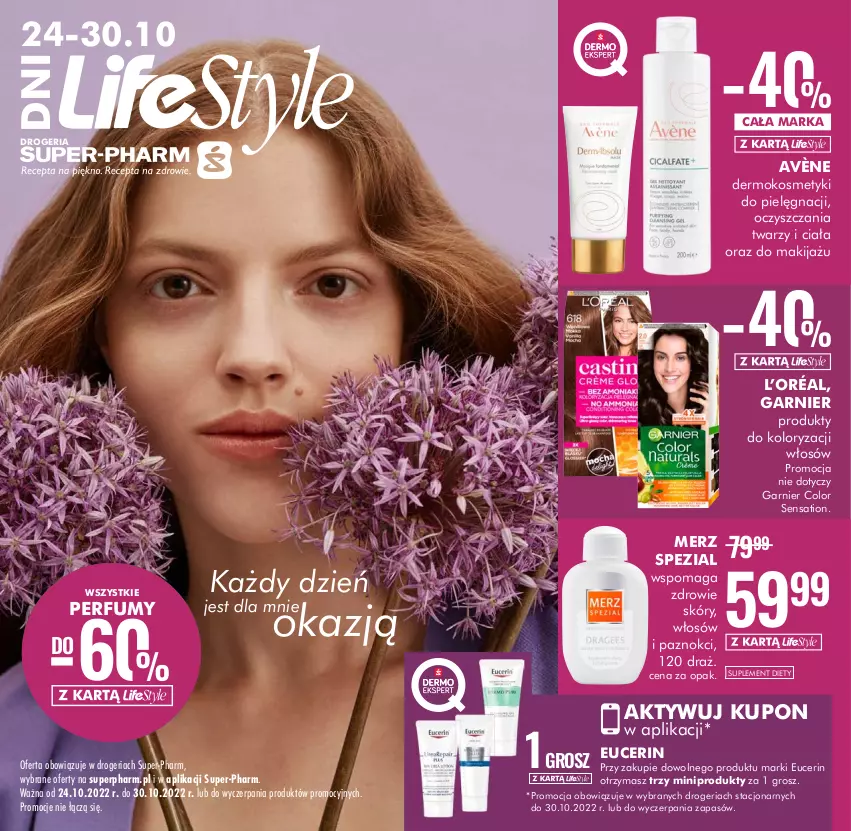 Gazetka promocyjna Super Pharm - Gazetka - ważna 24.10 do 30.10.2022 - strona 1 - produkty: Avène, Garnier, L’Oréal, Merz Spezial, Perfum, Suplement diety, Zdrowie