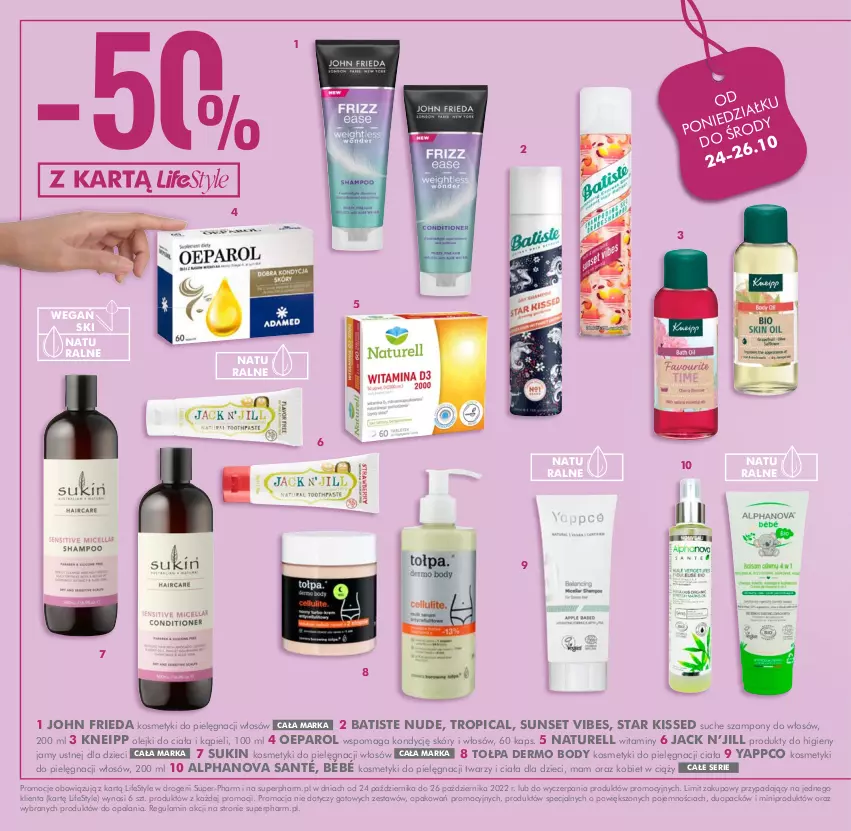 Gazetka promocyjna Super Pharm - Gazetka - ważna 24.10 do 30.10.2022 - strona 2 - produkty: Batiste, Body, John frieda, Kneipp, Naturell, Ser, Tołpa, Tropical