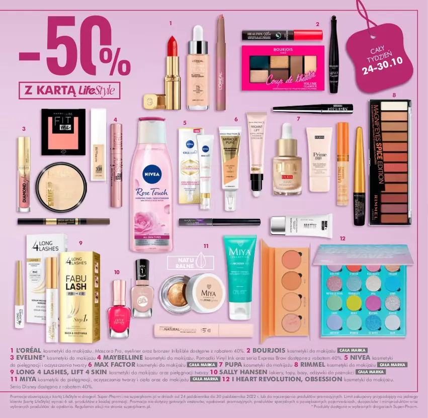 Gazetka promocyjna Super Pharm - Gazetka - ważna 24.10 do 30.10.2022 - strona 5 - produkty: Bell, Bourjois, Eveline, Fa, L’Oréal, Long 4 Lashes, Max Factor, Maybelline, Nivea, Pupa, Sally Hansen, SESSIO