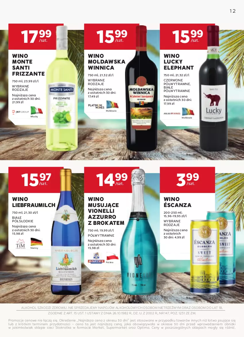 Gazetka promocyjna Stokrotka - W dobrym smaku! - ważna 13.08 do 10.09.2025 - strona 12 - produkty: Monte, Monte Santi, Mus, Optima, Wino, Wino musujące