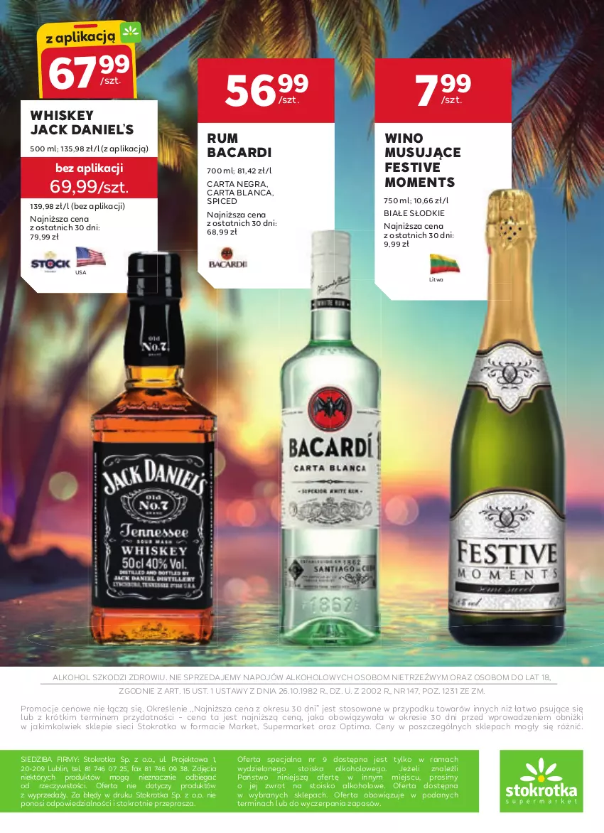Gazetka promocyjna Stokrotka - W dobrym smaku! - ważna 13.08 do 10.09.2025 - strona 16 - produkty: Bacardi, Fa, Gra, Moments, Mus, Optima, Rama, Rum, Whiskey, Wino, Wino musujące