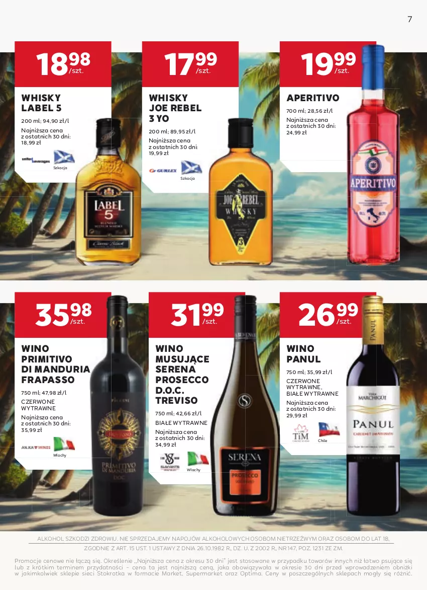 Gazetka promocyjna Stokrotka - W dobrym smaku! - ważna 13.08 do 10.09.2025 - strona 7 - produkty: Koc, Mus, Optima, Prosecco, Ser, Whisky, Wino, Wino musujące