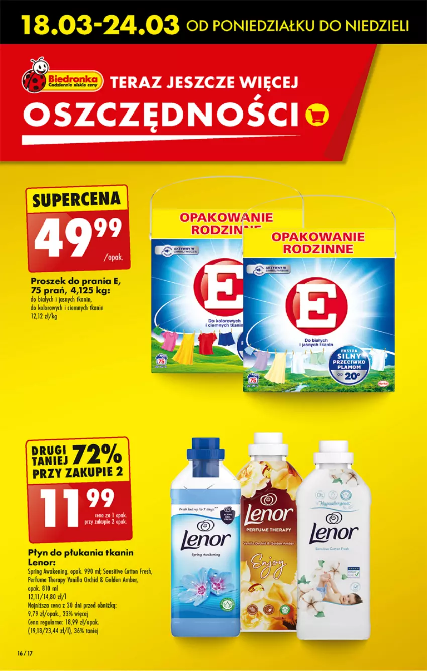 Gazetka promocyjna Biedronka - Od poniedzialku - ważna 18.03 do 23.03.2024 - strona 18 - produkty: Lenor, Perfum, Płyn do płukania, Proszek do prania, Tera