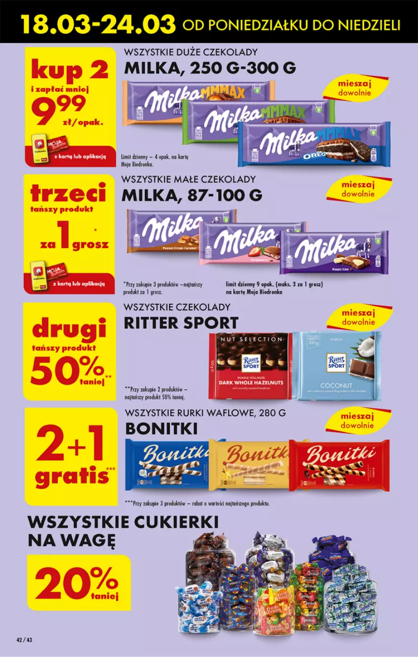 Gazetka promocyjna Biedronka - Od poniedzialku - ważna 18.03 do 23.03.2024 - strona 50 - produkty: Bonitki, Dron, Milka, Por, Ritter Sport, Rurki, Sport