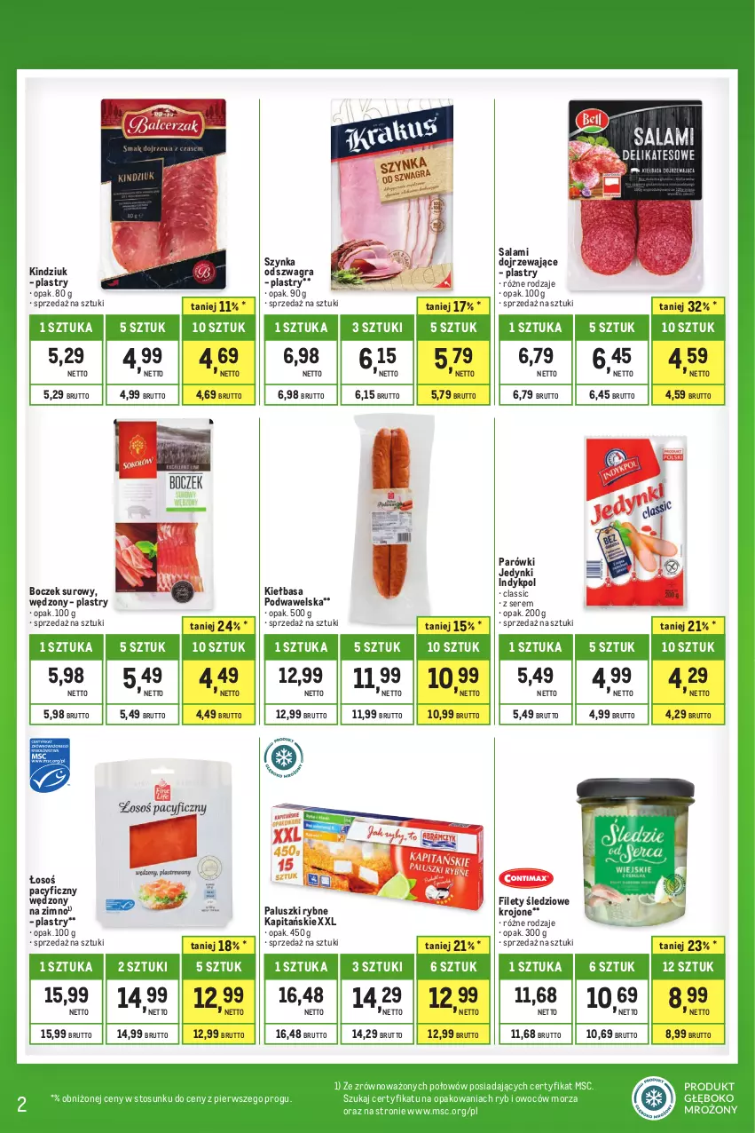 Gazetka promocyjna Makro - Kupujesz więcej płacisz mniej - oferta z alkoholem - ważna 01.08 do 31.08.2023 - strona 2 - produkty: Boczek, Gra, Kiełbasa, Kiełbasa podwawelska, Kindziuk, Paluszki rybne, Parówki, Salami, Ser, Szynka, Wawel