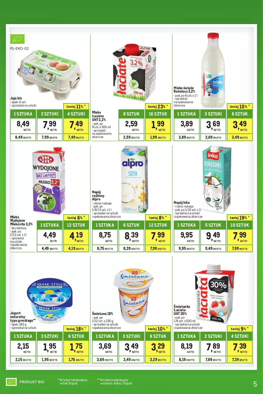 Gazetka promocyjna Makro - Kupujesz więcej płacisz mniej - oferta z alkoholem - ważna 01.08 do 31.08.2023 - strona 5 - produkty: Alpro, Inka, Jaja, Jogurt, Jogurt naturalny, Mleko, Mlekovita, Napój, Napój roślinny, Rolmlecz