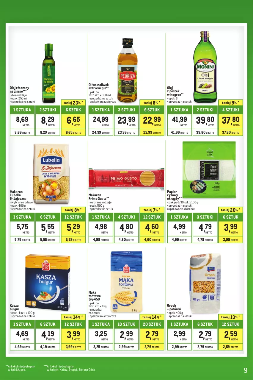 Gazetka promocyjna Makro - Kupujesz więcej płacisz mniej - oferta z alkoholem - ważna 01.08 do 31.08.2023 - strona 9 - produkty: Bell, Bella, Bulgur, Gin, Groch, Kasza, LG, Lubella, Mąka, Mąka tortowa, Makaron, Olej, Oliwa z oliwek, Papier, Papier ryżowy, Ryż, Stek, Wino