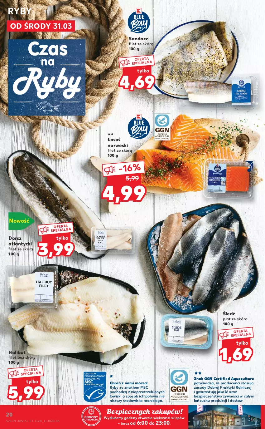 Gazetka promocyjna Kaufland - OFERTA TYGODNIA - ważna 31.03 do 07.04.2021 - strona 20 - produkty: Dorsz, Halibut, Piec, Sandacz, Sandacz filet, Tera