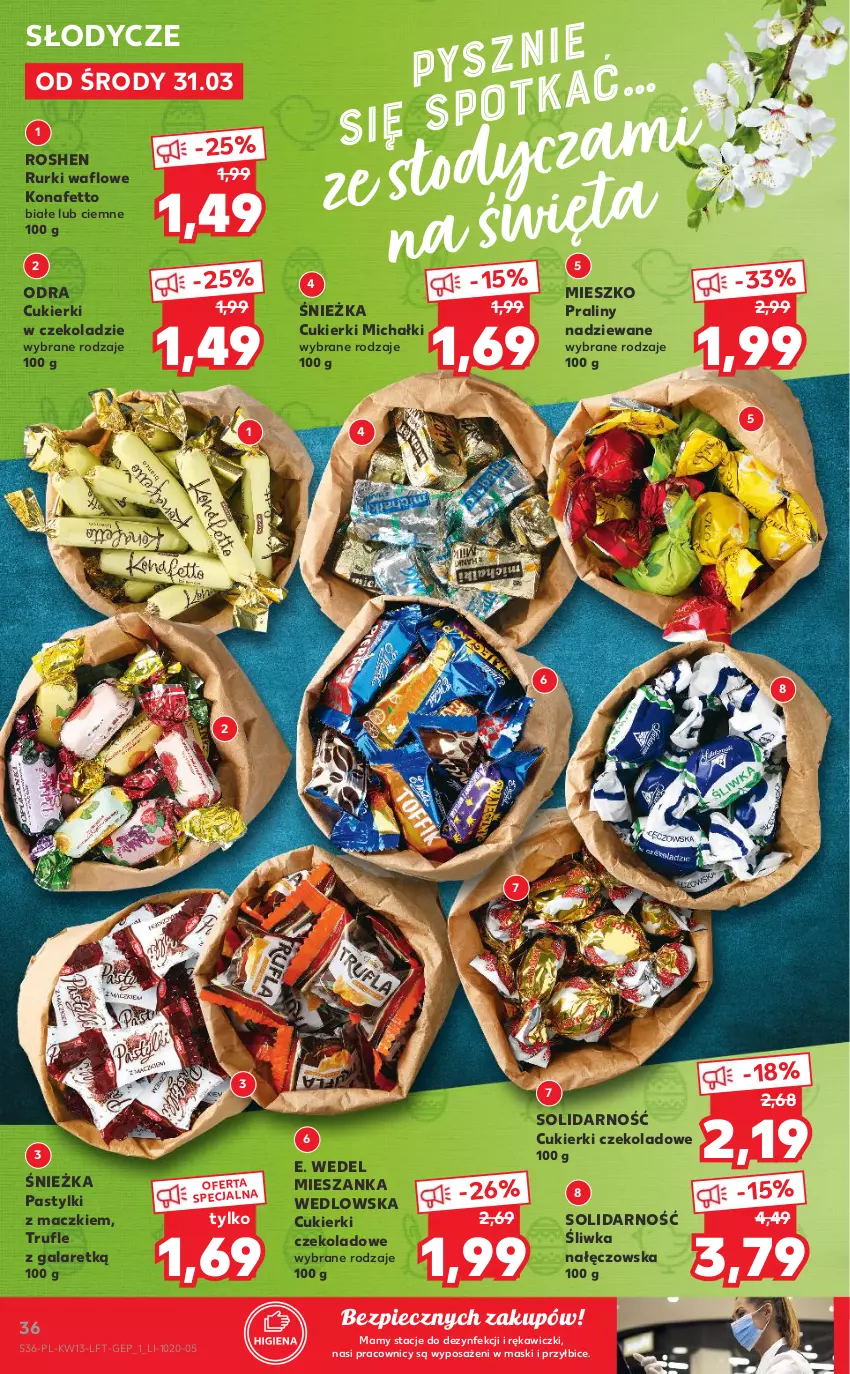 Gazetka promocyjna Kaufland - OFERTA TYGODNIA - ważna 31.03 do 07.04.2021 - strona 36 - produkty: BIC, Cukier, Cukierki, Cukierki czekoladowe, E. Wedel, Gala, Michałki, Mieszanka wedlowska, Pastylki, Piec, Praliny, Rurki