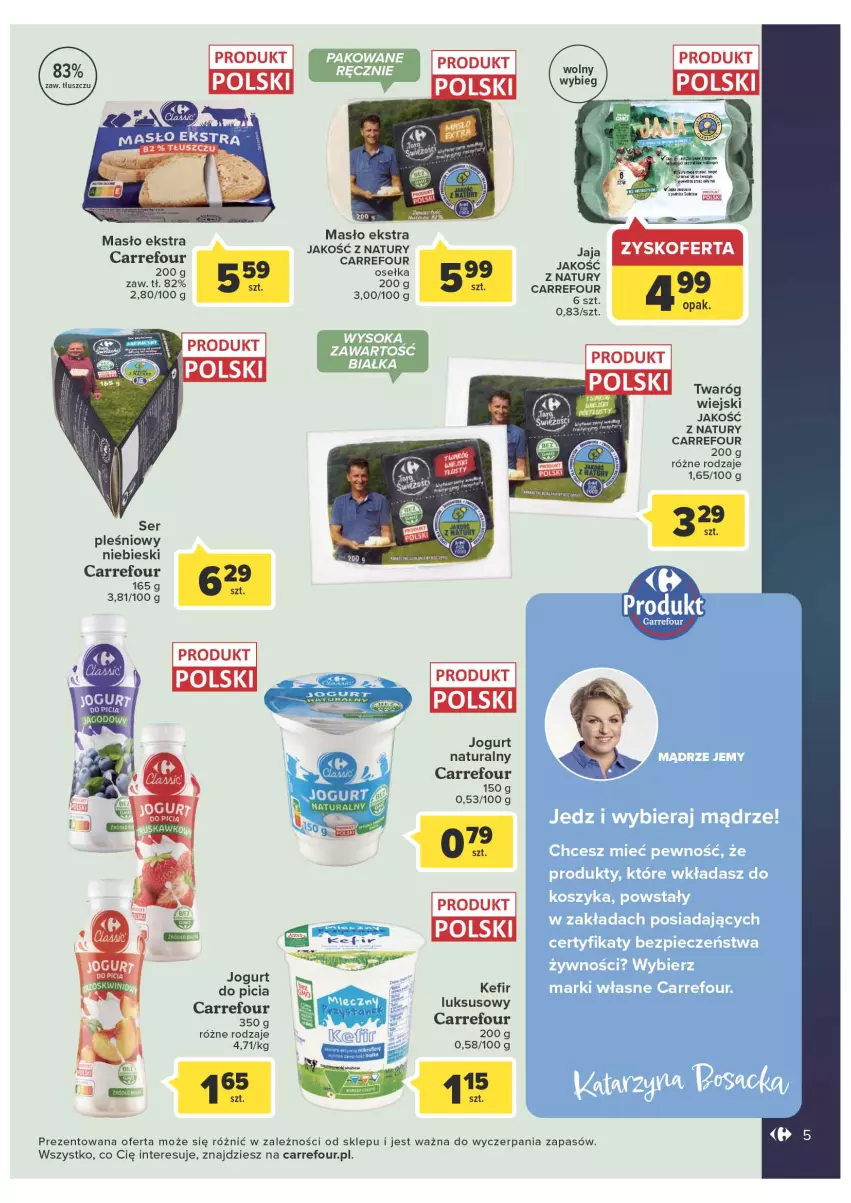 Gazetka promocyjna Carrefour - Gazetka Marka Carrefour - ważna 08.03 do 19.03.2022 - strona 5 - produkty: Jaja, Jogurt, Jogurt naturalny, Kefir, Masło, Ser, Ser pleśniowy, Twaróg