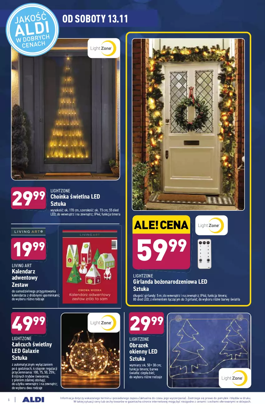 Gazetka promocyjna Aldi - ważna 08.11 do 13.11.2021 - strona 6 - produkty: Choinka, Gala, Girlanda, Inka, Kalendarz, Kalendarz adwentowy, Obraz, Sok, Top