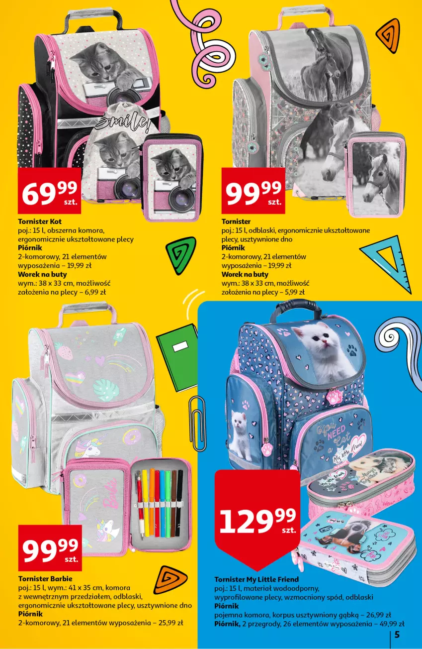 Gazetka promocyjna Auchan - Szkoła Hipermarkety - ważna 15.07 do 28.07.2021 - strona 5 - produkty: Barbie, Buty, Piórnik, Por