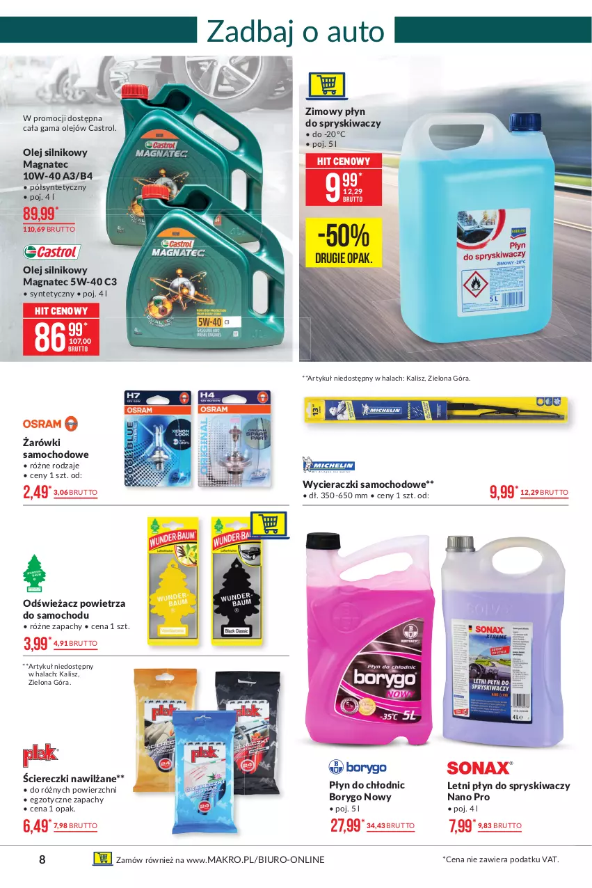 Gazetka promocyjna Makro - [Oferta promocyjna] Artykuły przemysłowe - ważna 09.03 do 22.03.2021 - strona 8 - produkty: Biuro, Castrol, Odświeżacz powietrza, Olej, Olej silnikowy, Płyn do chłodnic, Płyn do spryskiwaczy