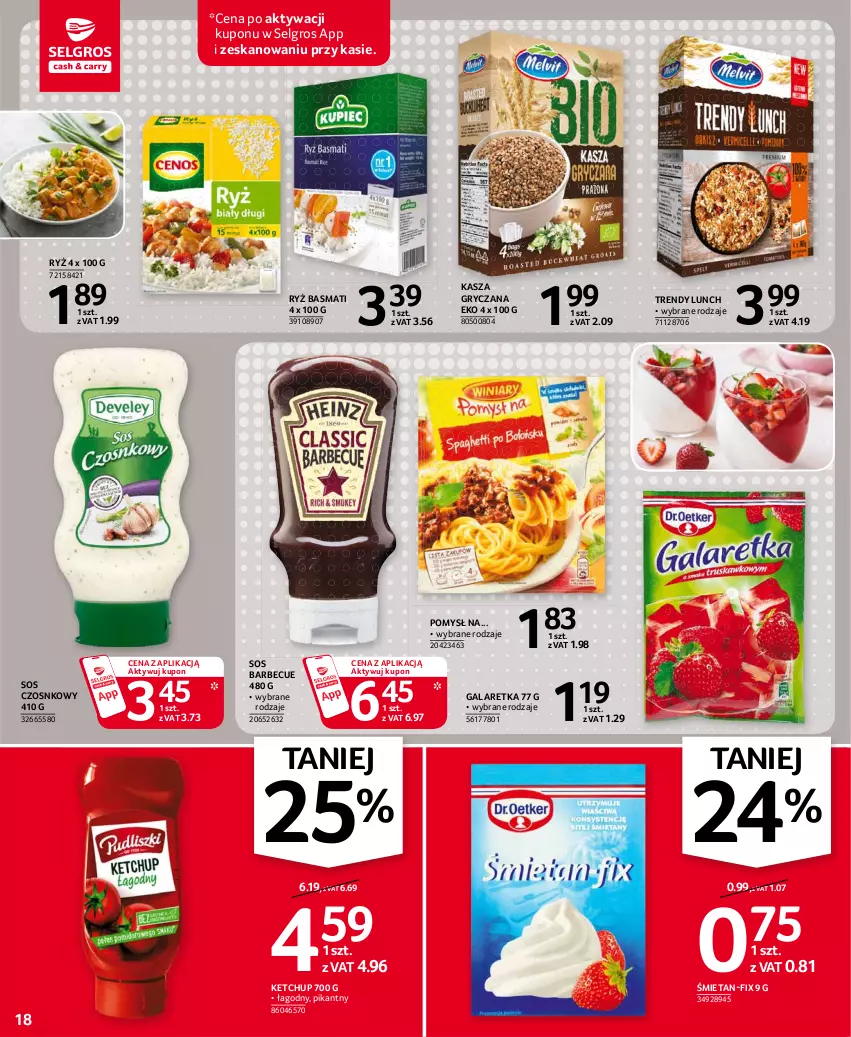 Gazetka promocyjna Selgros - Oferta spożywcza - ważna 15.04 do 28.04.2021 - strona 18 - produkty: Gala, Galaretka, Gry, Kasza, Kasza gryczana, Ketchup, LG, Ryż, Ryż basmati, Sos, Sos czosnkowy