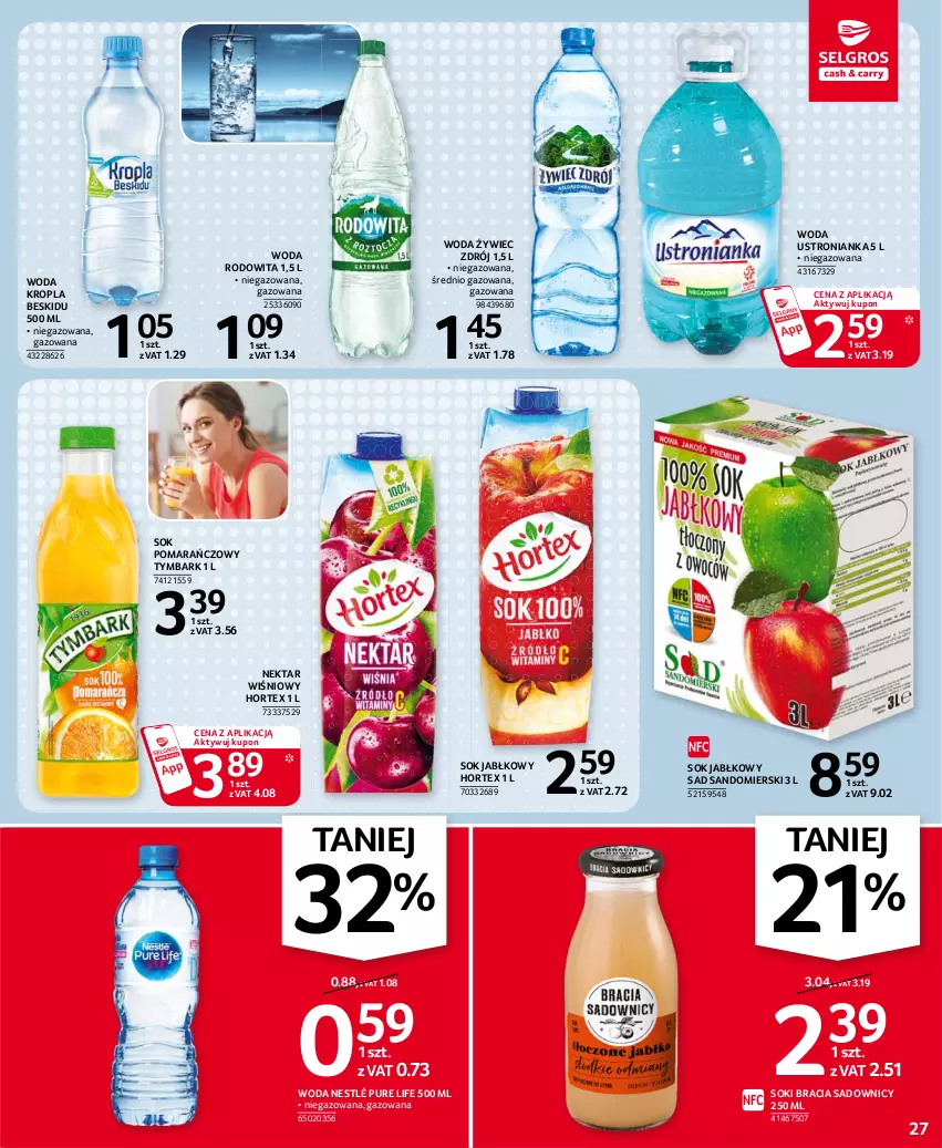 Gazetka promocyjna Selgros - Oferta spożywcza - ważna 15.04 do 28.04.2021 - strona 27 - produkty: Hortex, Nektar, Nestlé, Pur, Sok, Sok jabłkowy, Sok pomarańczowy, Tymbark, Woda