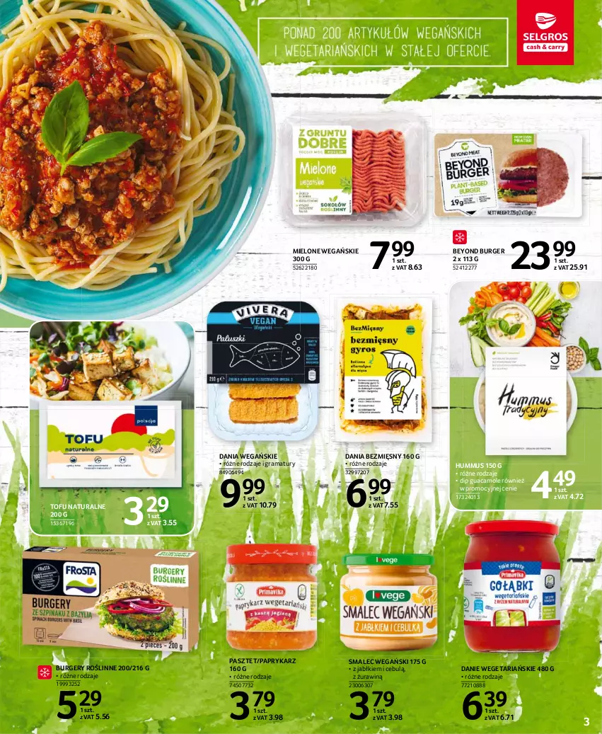 Gazetka promocyjna Selgros - Oferta spożywcza - ważna 15.04 do 28.04.2021 - strona 3 - produkty: Amol, Burger, Gra, Hummus, Mus, Papryka, Paprykarz, Pasztet, Rama, Smalec, Tofu