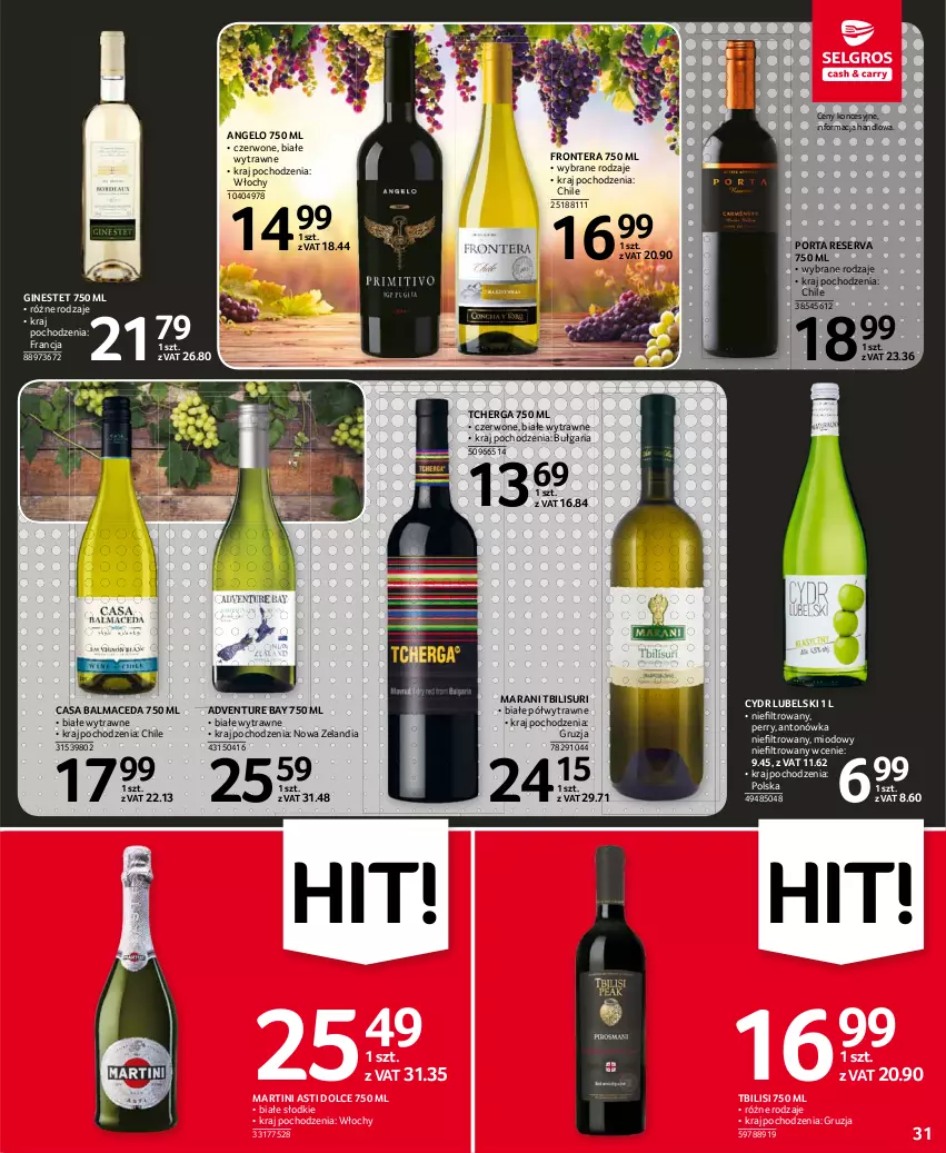 Gazetka promocyjna Selgros - Oferta spożywcza - ważna 15.04 do 28.04.2021 - strona 31 - produkty: Gin, Martini, Por, Ser, Tera