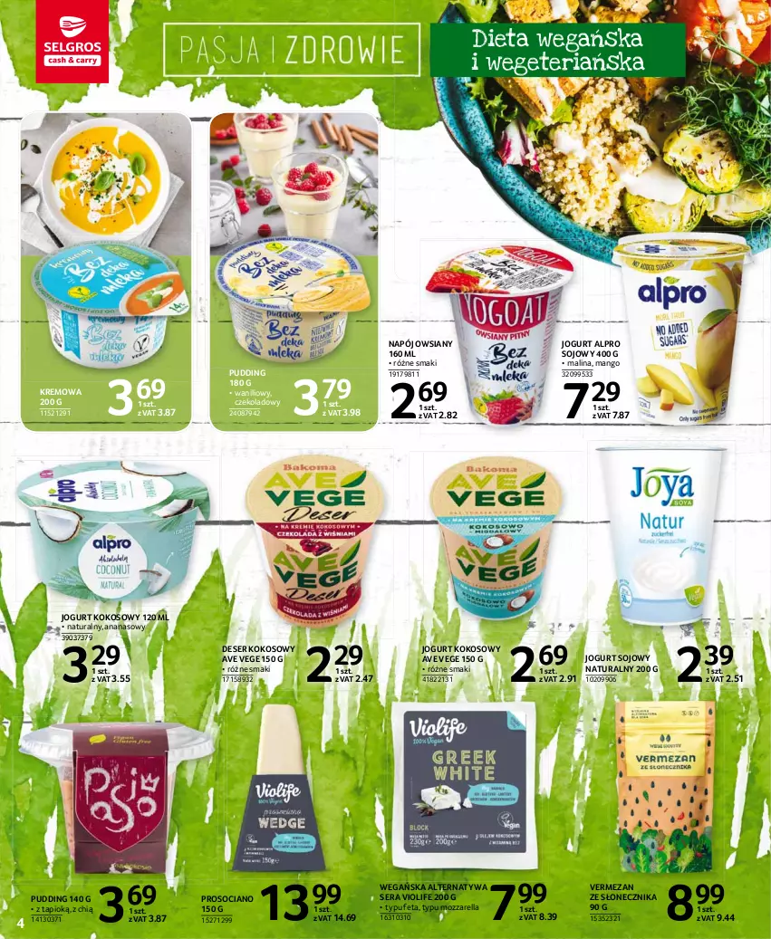 Gazetka promocyjna Selgros - Oferta spożywcza - ważna 15.04 do 28.04.2021 - strona 4 - produkty: Alpro, Ananas, Deser, Feta, Jogurt, Kokos, Mango, Mozzarella, Napój, Pudding, Ser