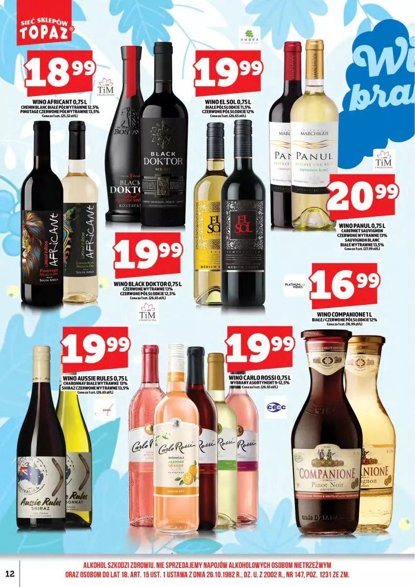 Gazetka promocyjna Topaz - Gazetka - ważna 16.01 do 31.01.2026 - strona 14 - produkty: AniOne, Lack, Shiraz, Wino