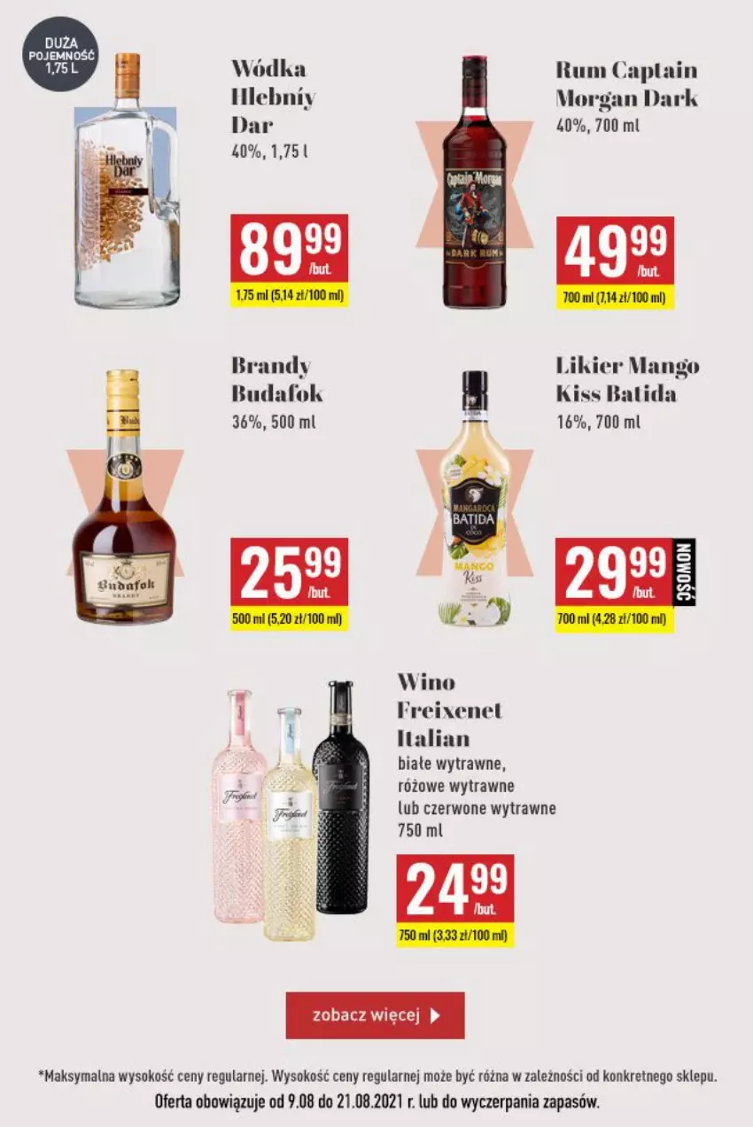 Gazetka promocyjna Biedronka - Czas na toas - ważna 09.08 do 21.08.2021 - strona 4 - produkty: Brandy, Captain Morgan, Kret, Likier, Mango, Rum, Sok, Wino, Wódka