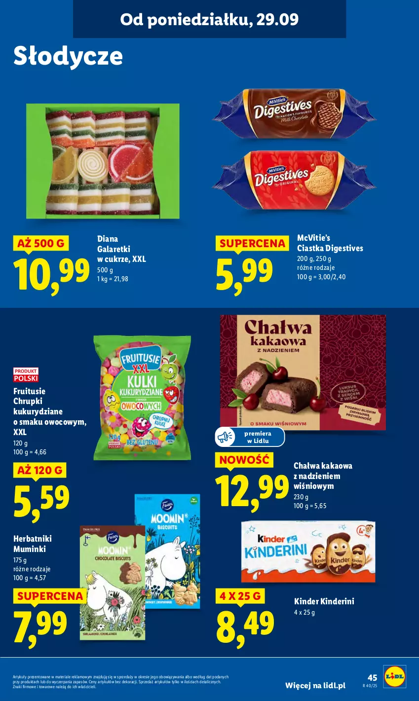 Gazetka promocyjna Lidl - GAZETKA - ważna 29.09 do 01.10.2025 - strona 51 - produkty: Chałwa, Chrupki, Ciastka, Gala, Galaretki, Herbatniki, Kakao, Kinder