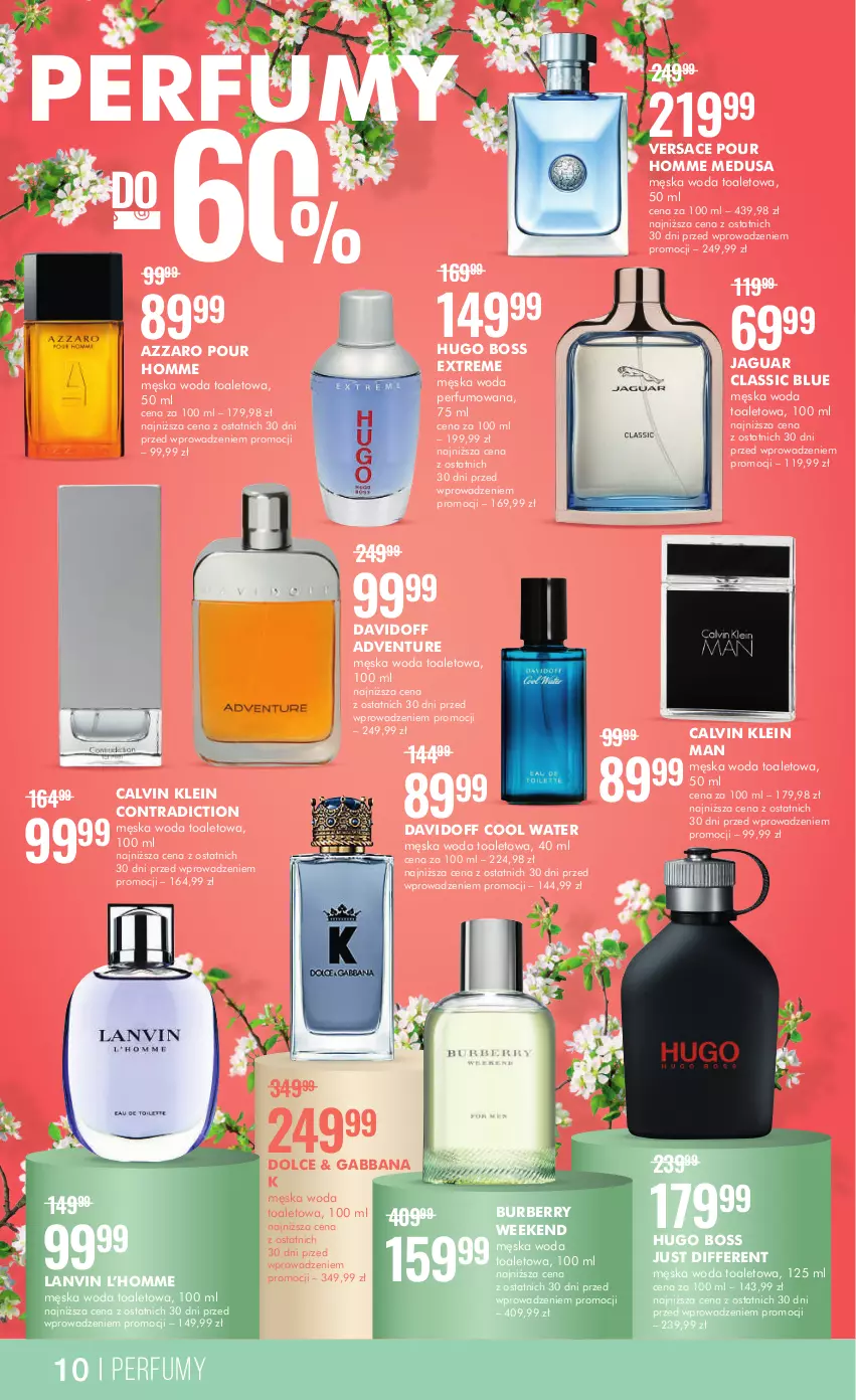 Gazetka promocyjna Super Pharm - Gazetka - ważna 20.04 do 08.05.2023 - strona 10 - produkty: Azzaro, Burberry, Calvin Klein, Davidoff, Hugo Boss, Jaguar, Lanvin, Perfum, Versace, Woda, Woda perfumowana, Woda toaletowa