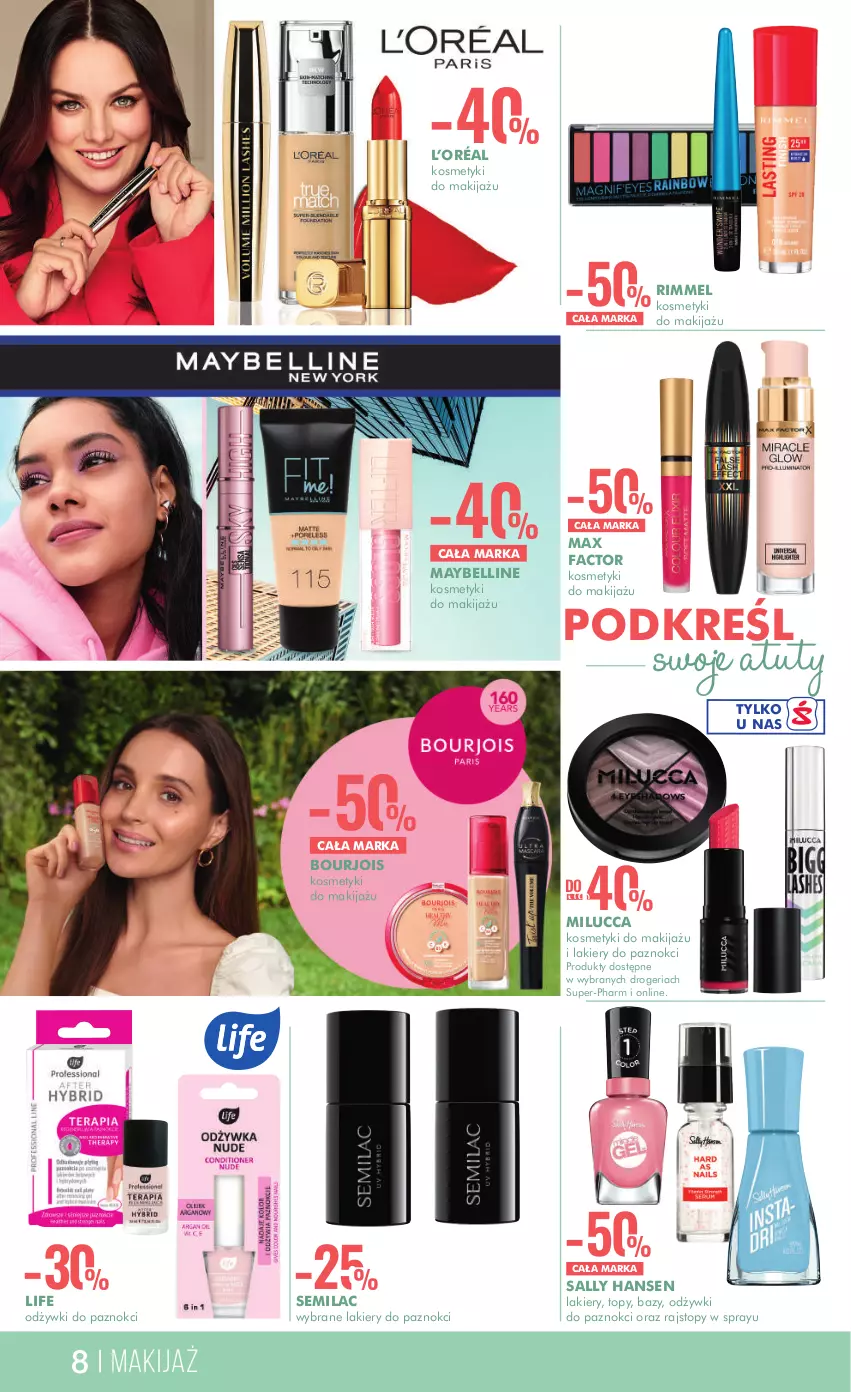 Gazetka promocyjna Super Pharm - Gazetka - ważna 20.04 do 08.05.2023 - strona 8 - produkty: Bell, Bourjois, Fa, L’Oréal, Lakier, Makijaż, Max Factor, Maybelline, Rajstopy, Sally Hansen, Top