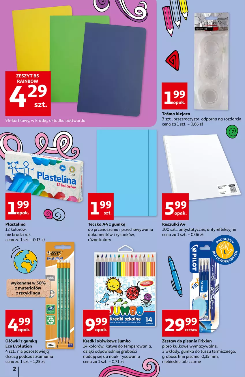 Gazetka promocyjna Auchan - Rysuje się zestaw na szóstkę Hipermarkety - ważna 26.08 do 01.09.2021 - strona 2 - produkty: Klej, Kosz, Plastelina, Por, Tusz