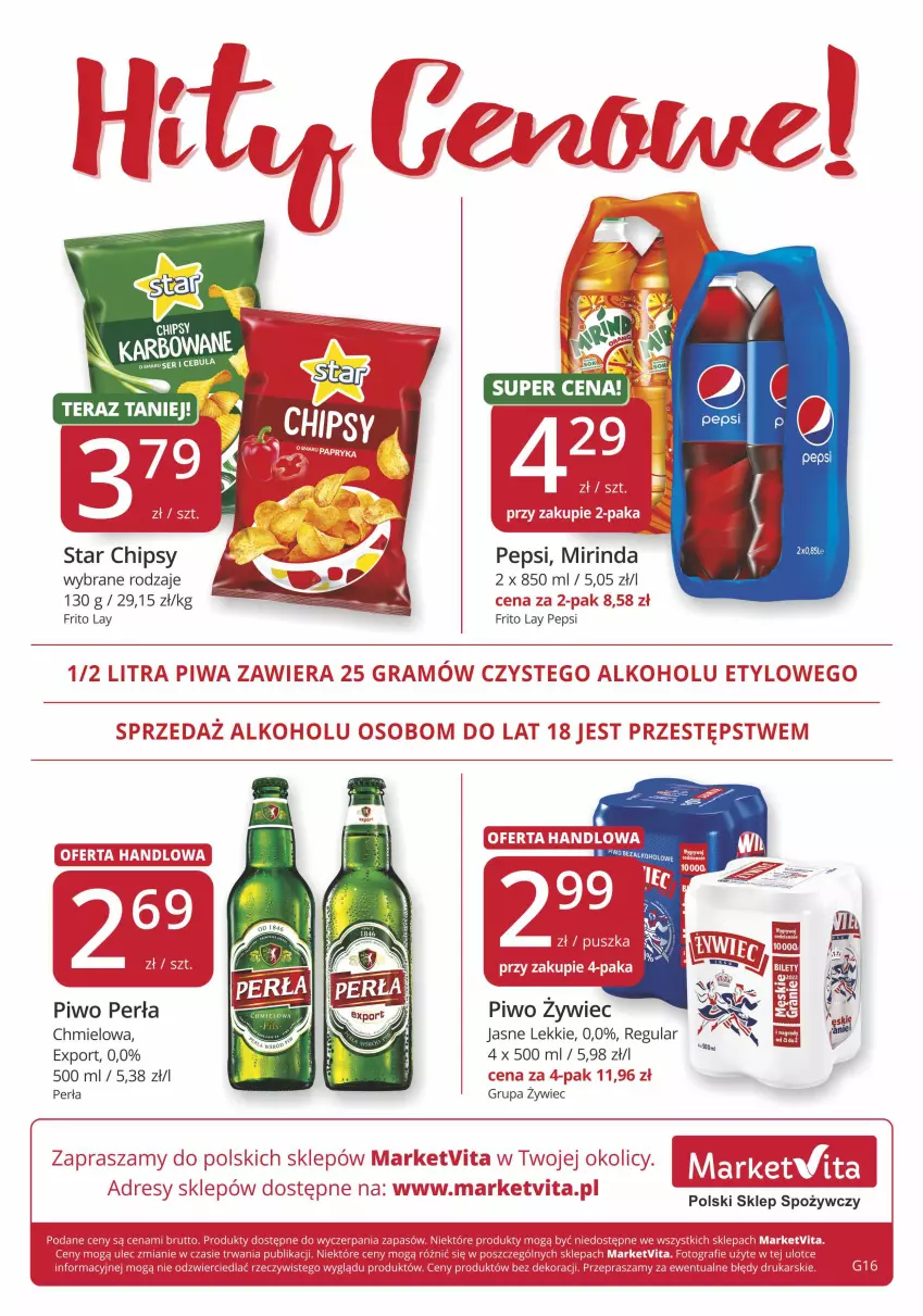 Gazetka promocyjna Market Vita - Gazetka promocyjna – Marketvita - ważna 18.08 do 28.08.2022 - strona 8 - produkty: Chipsy, Mirinda, Pepsi, Perła, Piwo, Por