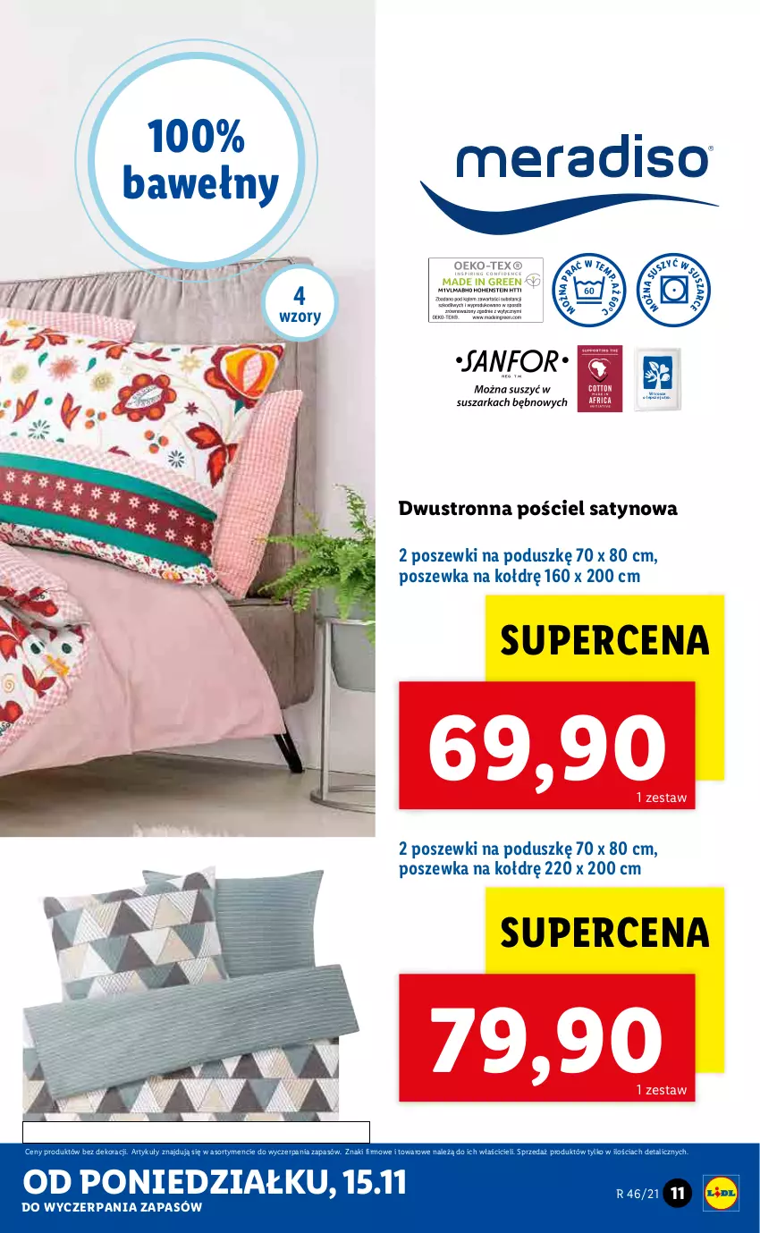 Gazetka promocyjna Lidl - GAZETKA - ważna 15.11 do 21.11.2021 - strona 11 - produkty: Pościel, Poszewka