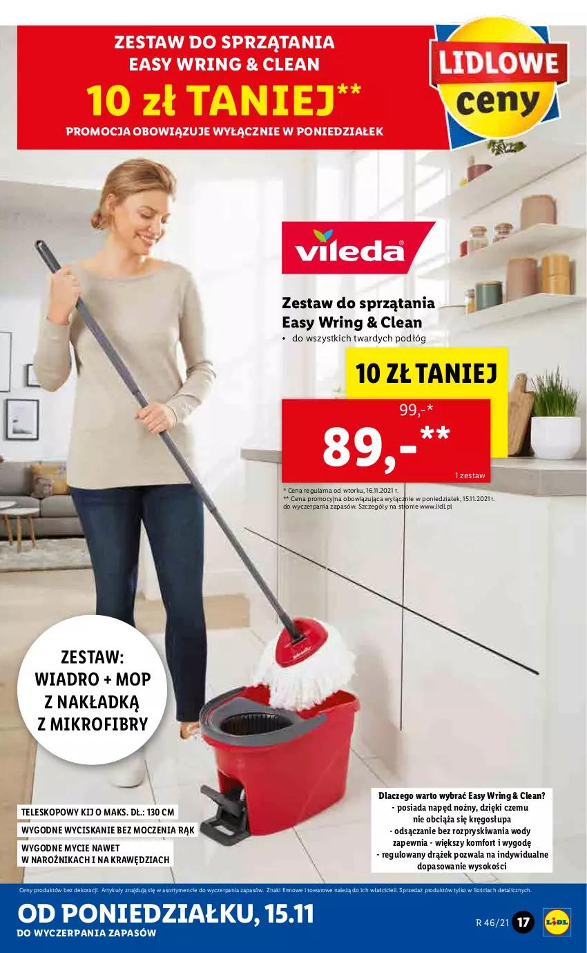 Gazetka promocyjna Lidl - GAZETKA - ważna 15.11 do 21.11.2021 - strona 17 - produkty: Mop, Narożnik, Noż, Sok, Teleskop, Wiadro