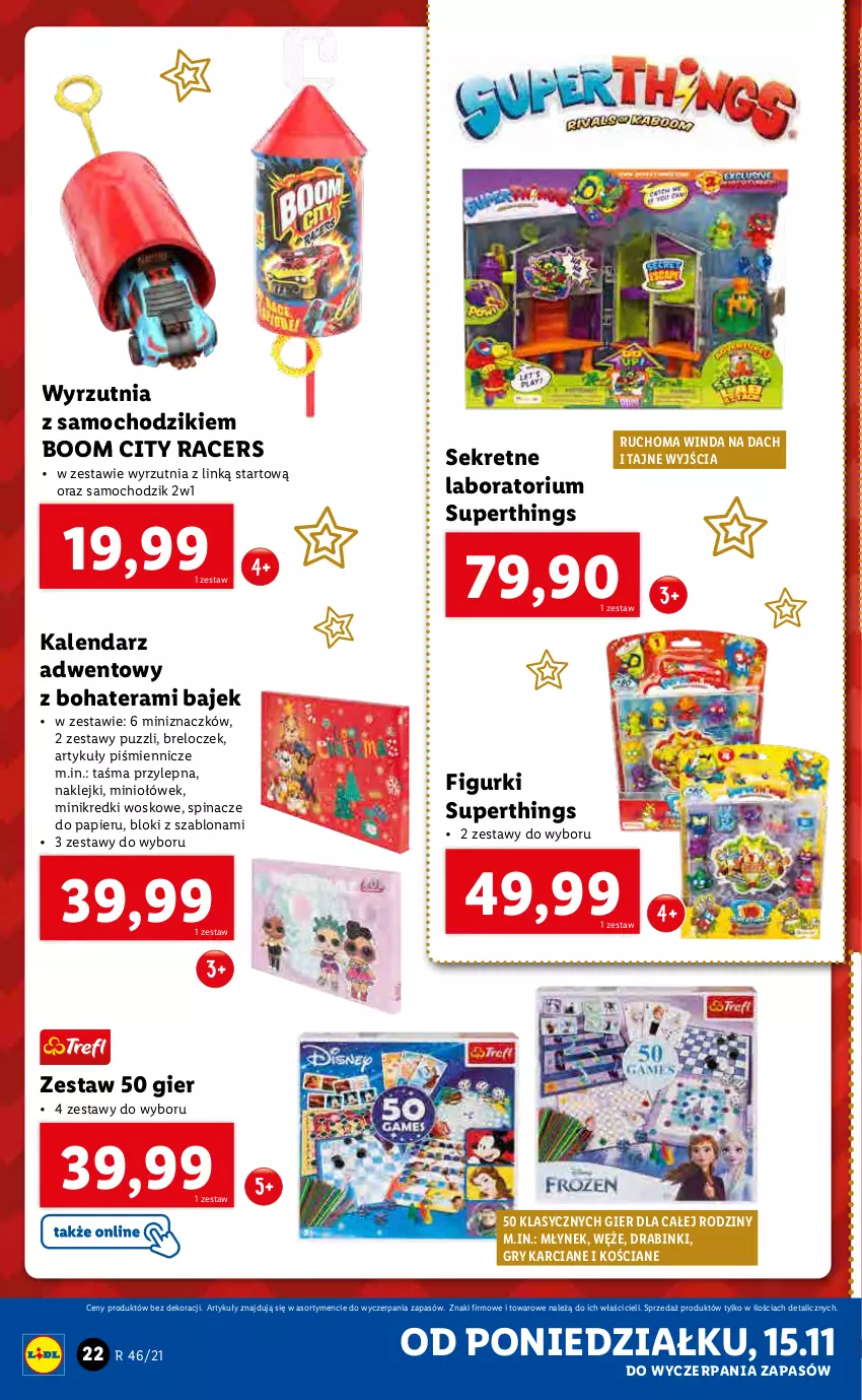 Gazetka promocyjna Lidl - GAZETKA - ważna 15.11 do 21.11.2021 - strona 22 - produkty: Acer, Breloczek, Chodzik, Gry, Kalendarz, Kalendarz adwentowy, Klej, Kret, Młynek, Papier, Samochodziki, Tera, Wyrzutnia