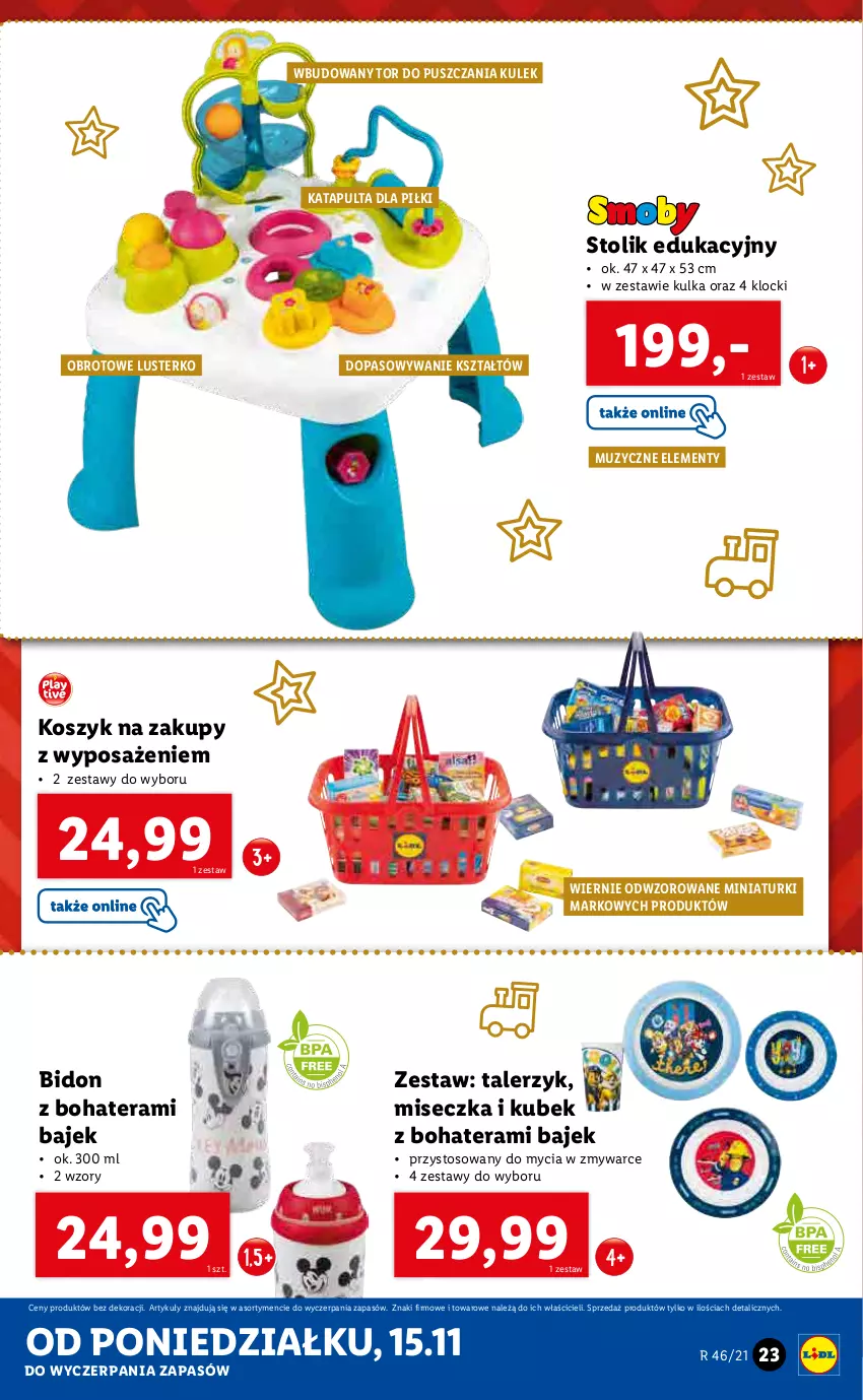 Gazetka promocyjna Lidl - GAZETKA - ważna 15.11 do 21.11.2021 - strona 23 - produkty: Klocki, Kosz, Kubek, Miseczka, Stolik, Talerz, Talerzyk, Tera