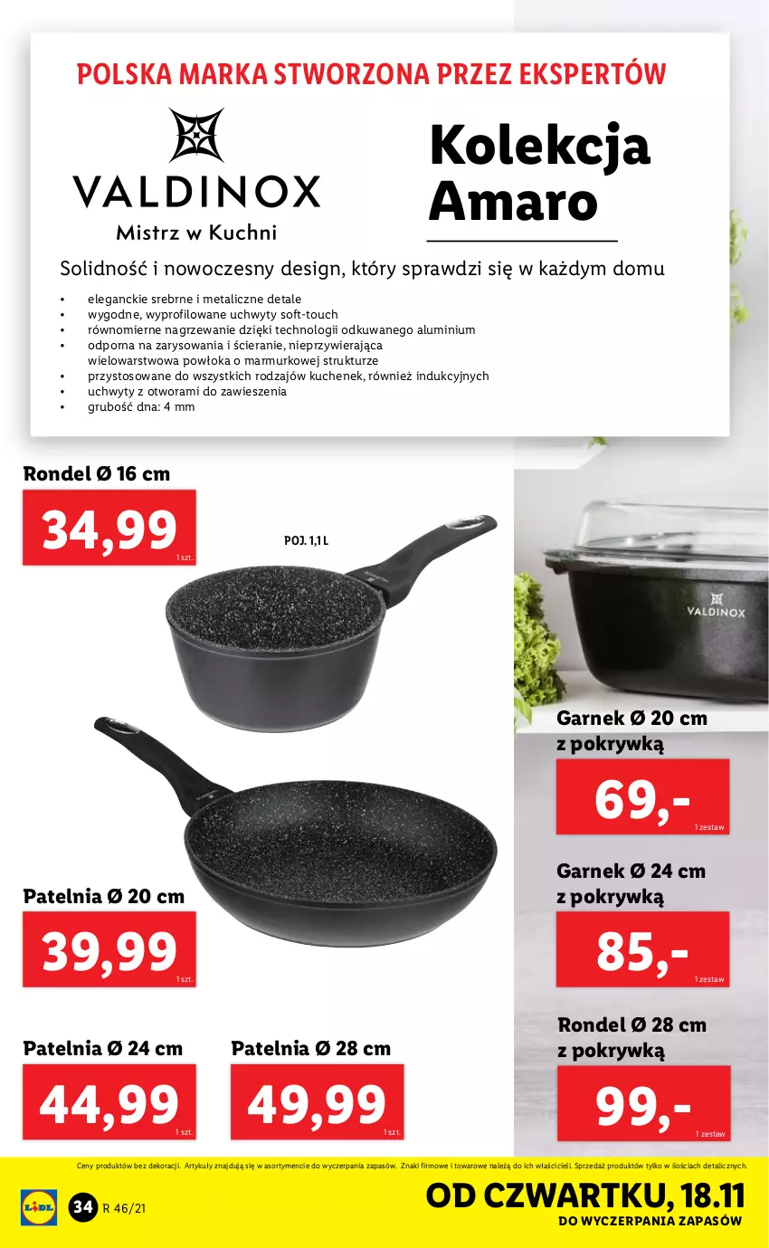 Gazetka promocyjna Lidl - GAZETKA - ważna 15.11 do 21.11.2021 - strona 34 - produkty: Garnek, Patelnia, Por, Rondel, Uchwyty