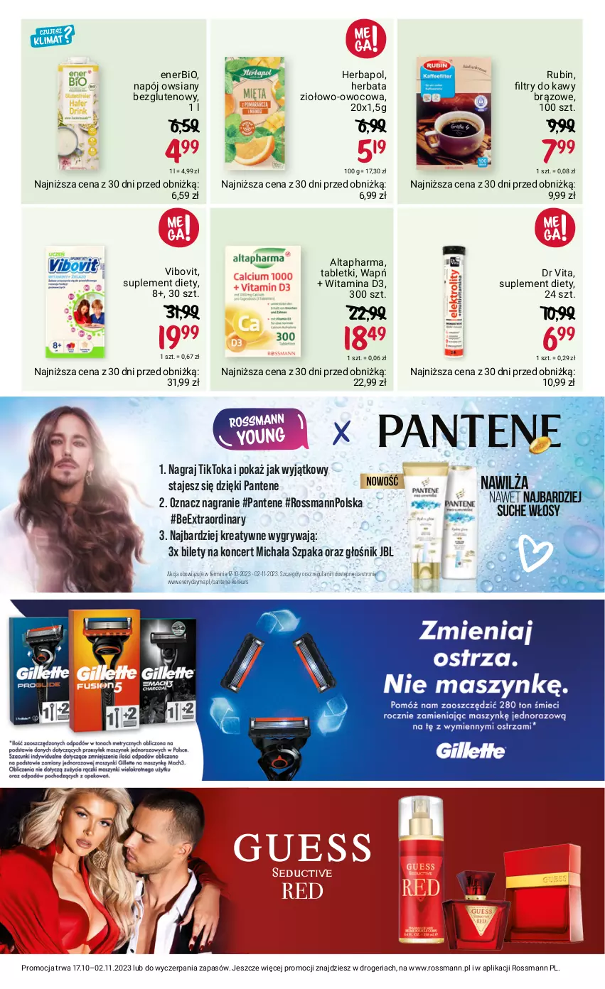 Gazetka promocyjna Rossmann - 17 października - ważna 17.10 do 02.11.2023 - strona 13 - produkty: Dr Vita, Enerbio, Gillette, Głośnik, Gra, Gry, Herbapol, Herbata, JBL, Napój, Pantene, Rubin, Suplement diety, Tablet