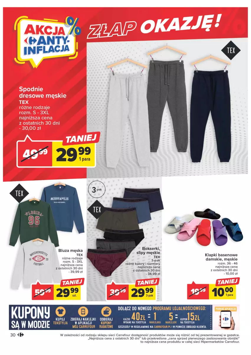 Gazetka promocyjna Carrefour - Gazetka Carrefour - ważna 10.01 do 21.01.2023 - strona 30 - produkty: Bluza, Bokserki, Fa, Klapki, Ser, Slipy