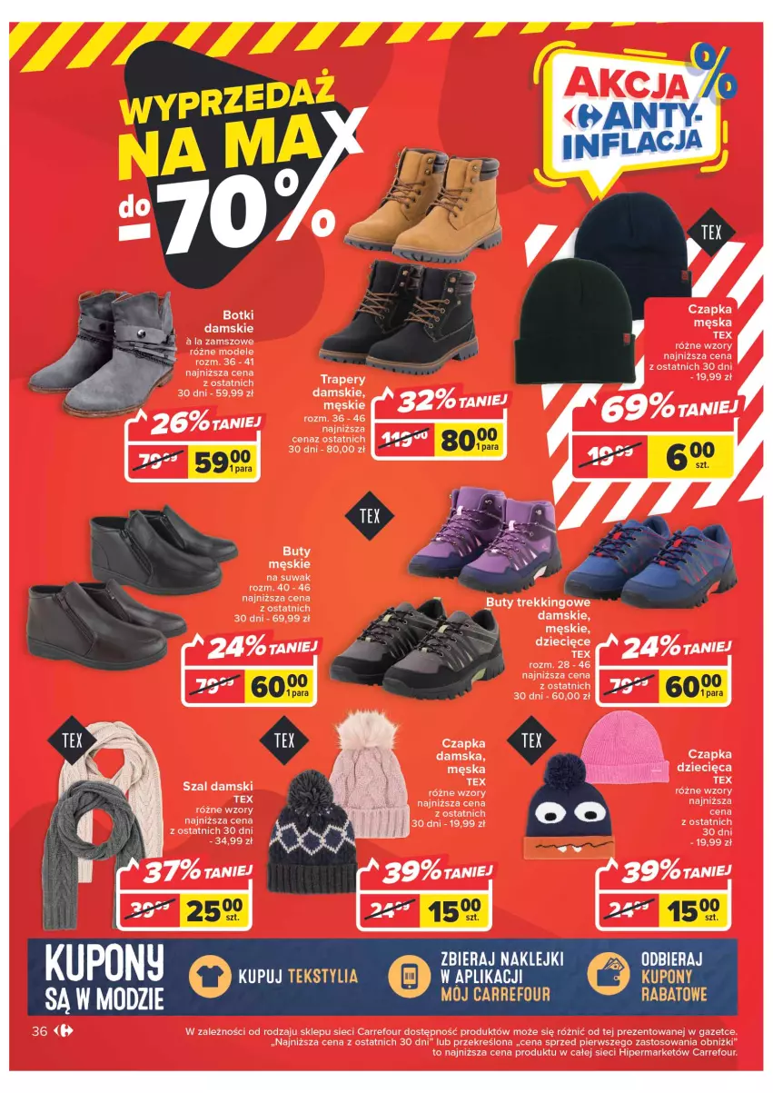 Gazetka promocyjna Carrefour - Gazetka Carrefour - ważna 10.01 do 21.01.2023 - strona 36 - produkty: Botki, Buty, Czapka, Dzieci, LG, Szal