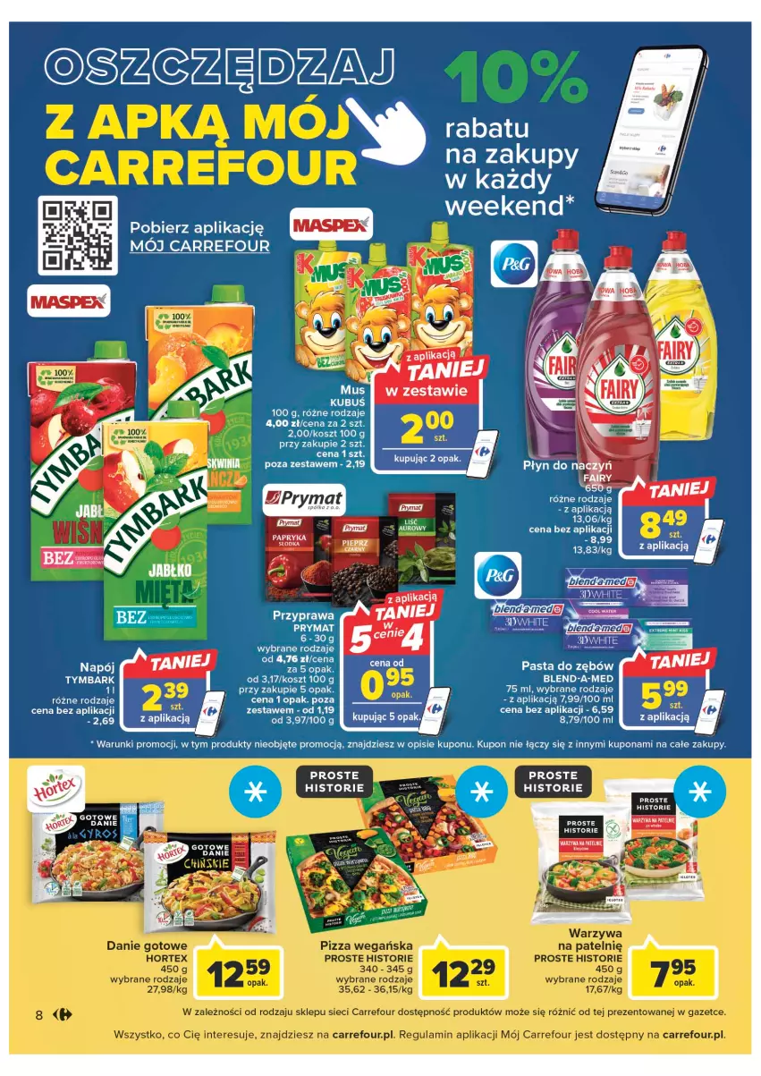 Gazetka promocyjna Carrefour - Gazetka Carrefour - ważna 10.01 do 21.01.2023 - strona 8 - produkty: Blend-a-Med, Fa, Fairy, Kosz, Kubuś, LG, Mus, Napój, Papryka, Pasta do zębów, Prymat, Tymbark